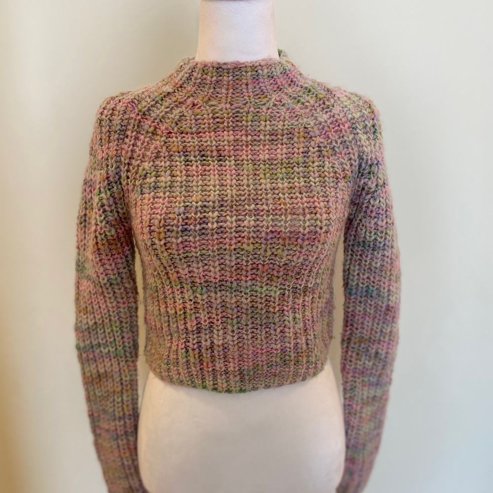 Wilfred / Aritzia Soft Knit Turtleneck Sweater — Pastel Variegated Yarn